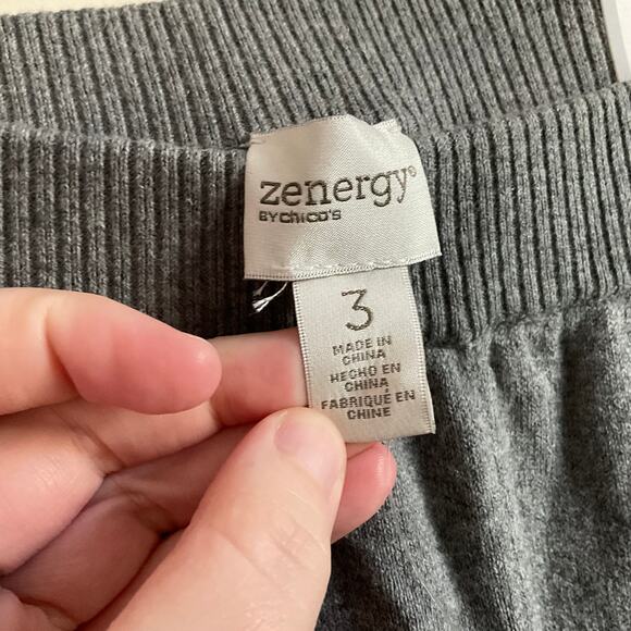 Zenergy by Chico’s Cotton Cashmere Side Rib Panel Grey Pants - Size XL NEW - Picture 4 of 7